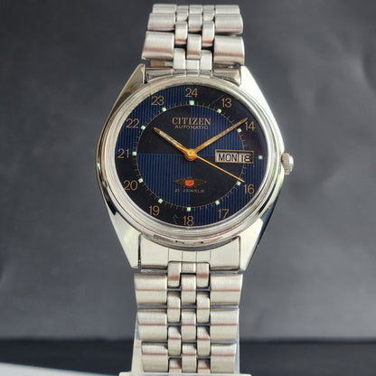 Vintage 1975 Original Citizen Automatic 8200 Blue Face 21 Jewels Day-Date Japanese Men's Wrist Watch EG155