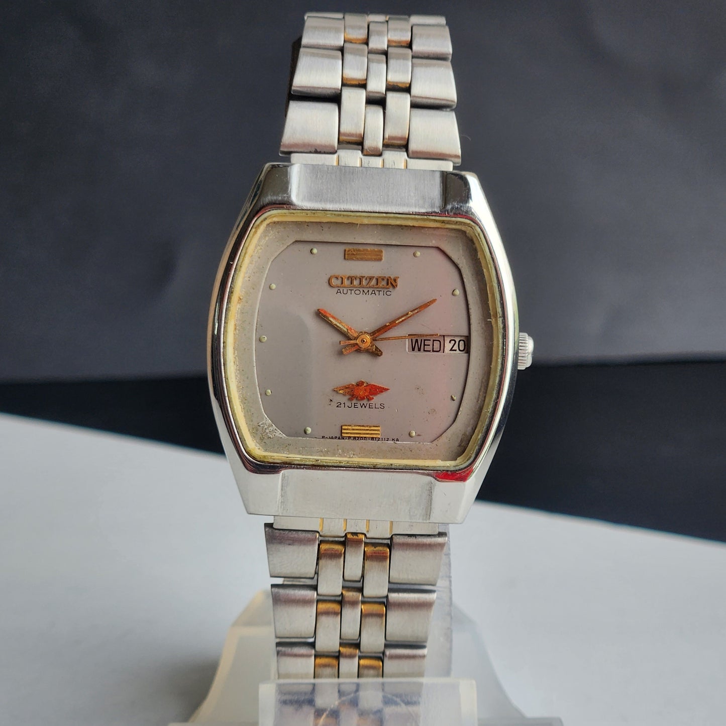 Vintage 1987 Original Citizen Automatic 8200 Grey Face 21 Jewels Day-Date Japanese Men's Wrist Watch EG157