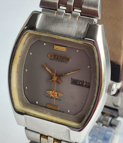 Vintage 1987 Original Citizen Automatic 8200 Grey Face 21 Jewels Day-Date Japanese Men's Wrist Watch EG157