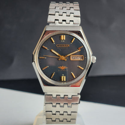 Vintage 1981 Original Citizen Automatic 8200 Black Face 21 Jewels Day-Date Japanese Men's Wrist Watch EG160