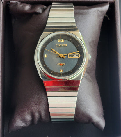 Vintage 1974 Original Citizen Automatic 8200 Black Face 21 Jewels Day-Date Japanese Men's Wrist Watch EG169