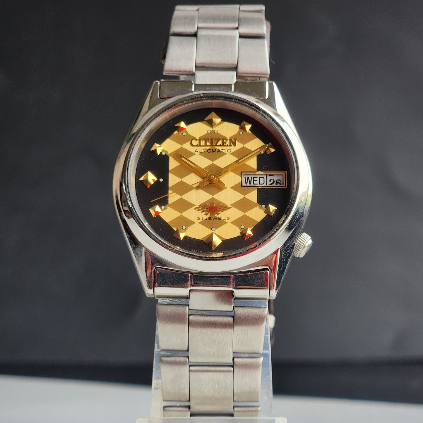 Vintage 1979 Original Citizen Automatic 8200 Golden Face 21 Jewels Day-Date Japanese Men's Wrist Watch EG173