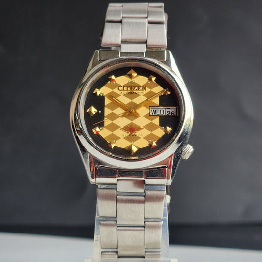 Vintage 1979 Original Citizen Automatic 8200 Golden Face 21 Jewels Day-Date Japanese Men's Wrist Watch EG173