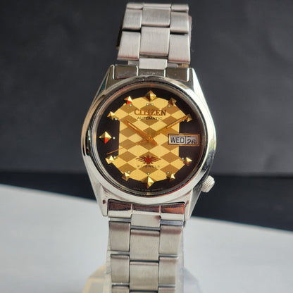 Vintage 1979 Original Citizen Automatic 8200 Golden Face 21 Jewels Day-Date Japanese Men's Wrist Watch EG173