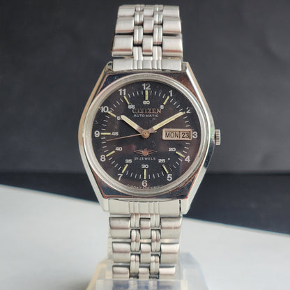 Vintage 1982 Original Citizen Automatic 8200 Black Face 21 Jewels Day-Date Japanese Men's Wrist Watch EG175
