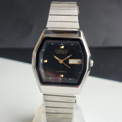 Vintage 1981 Original Citizen Automatic 8200 Black Face 21 Jewels Day-Date Japanese Men's Wrist Watch EG176