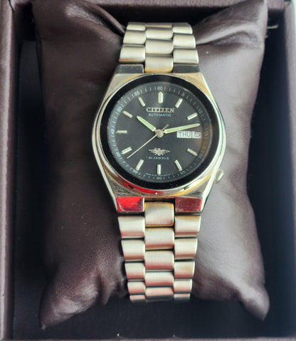 Vintage 1974 Original Citizen Automatic 8200 Black Face 21 Jewels Day-Date Japanese Men's Wrist Watch EG178