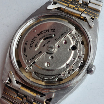 Vintage 1983 Original Citizen Automatic 8200 Blue Face 21 Jewels Day-Date Japanese Men's Wrist Watch EG183