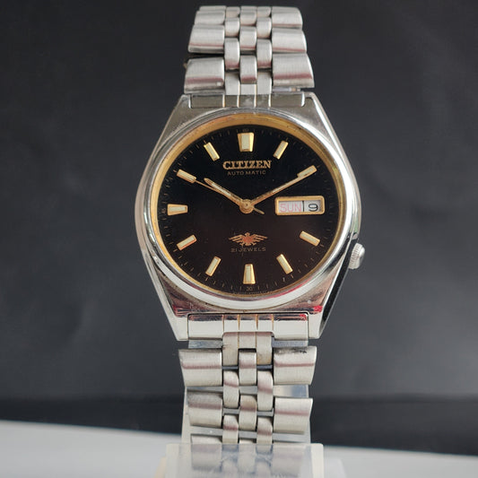 Vintage 1982 Original Citizen Automatic 8200 Black Face 21 Jewels Day-Date Japanese Men's Wrist Watch EG188