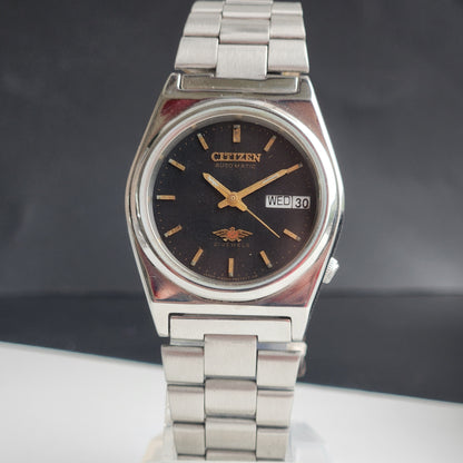 Vintage 1982 Original Citizen Automatic 8200 Black Face 21 Jewels Day-Date Japanese Men's Wrist Watch EG192