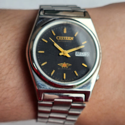 Vintage 1982 Original Citizen Automatic 8200 Black Face 21 Jewels Day-Date Japanese Men's Wrist Watch EG192