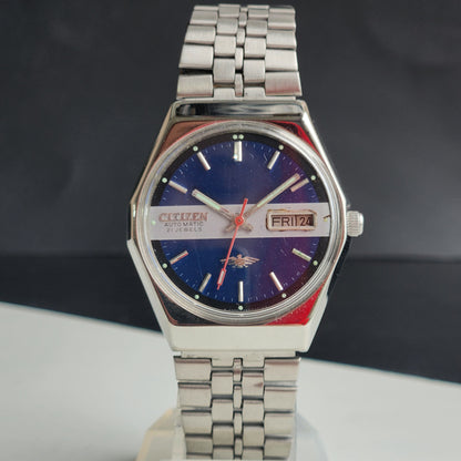 Vintage 1976 Original Citizen Automatic 8200 Blue Face 21 Jewels Day-Date Japanese Men's Wrist Watch EG194