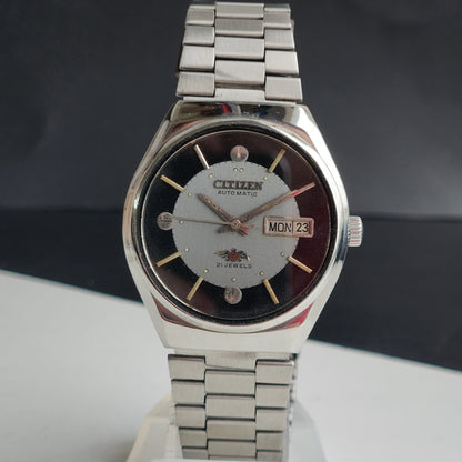 Vintage 1982 Original Citizen Automatic 8200 Grey Face 21 Jewels Day-Date Japanese Men's Wrist Watch EG180