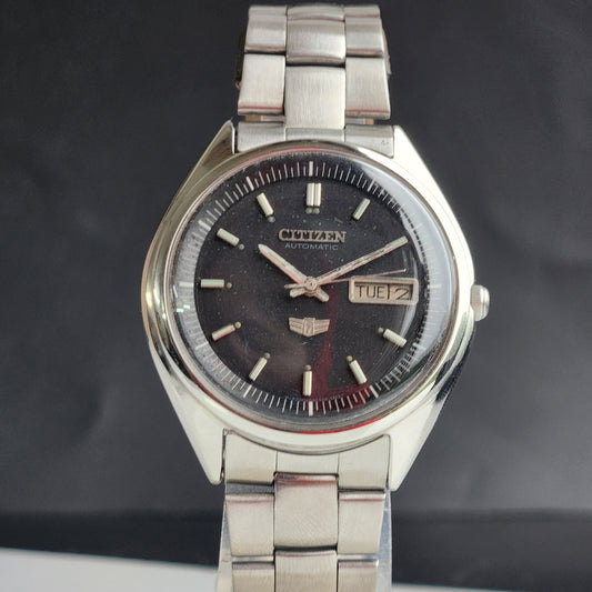Vintage 1981 Original Citizen Automatic 8200 Black Face 21 Jewels Day-Date Japanese Men's Wrist Watch EG196