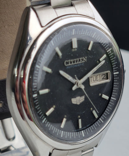 Vintage 1981 Original Citizen Automatic 8200 Black Face 21 Jewels Day-Date Japanese Men's Wrist Watch EG196