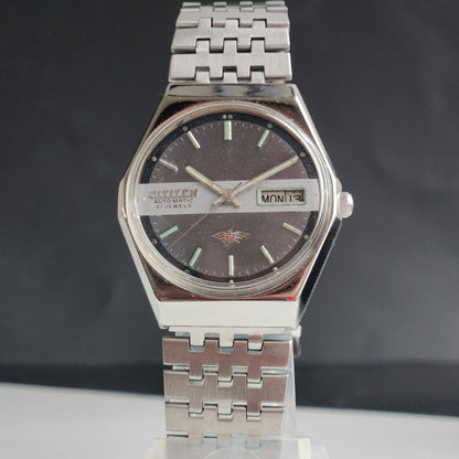 Vintage 1978 Original Citizen Automatic 8200 Grey Face 21 Jewels Day-Date Japanese Men's Wrist Watch EG198