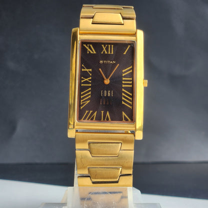Original TITAN EDGE 1514YAA Rectangular Black Face 28MM Case Men's Watch H65