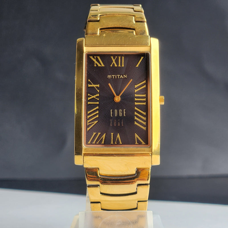 Original TITAN EDGE 1514YAA Rectangular Black Face 28MM Case Men's Watch H66