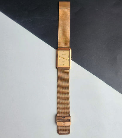 Original TITAN EDGE 679YAC Rectangular Golden Face 25MM Case Men's Watch H68
