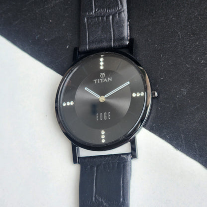 Original TITAN EDGE 1595WAA31 Round Black Face 38MM Case Men's Watch H71