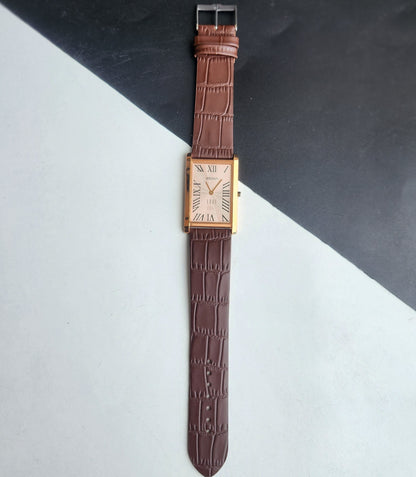 Original TITAN EDGE 151YAA Rectangular Peach Face 28MM Case Men's Watch H72