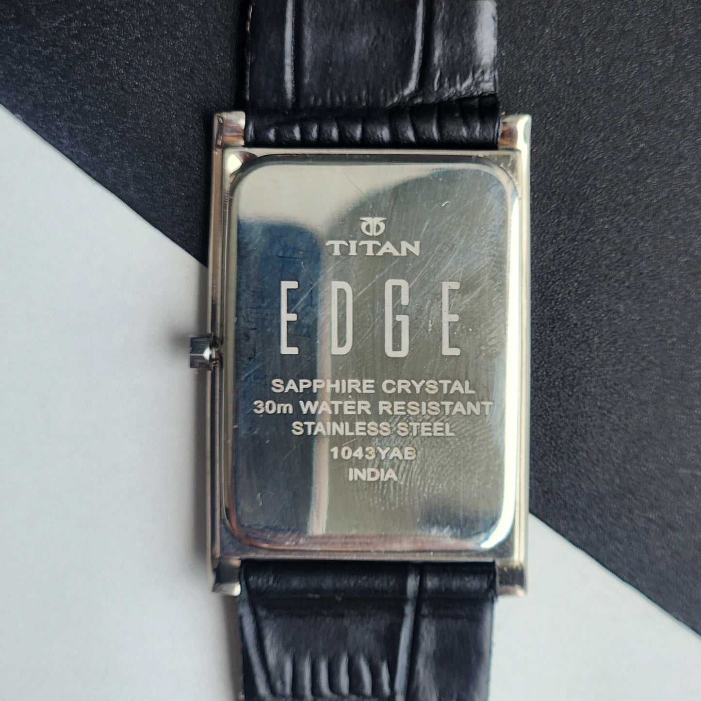 Original TITAN EDGE 1043YAB Rectangular White Face 25MM Case Men's Watch H75