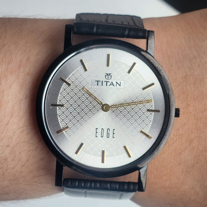 Original TITAN EDGE 1595WAA34 Round White Face 38MM Case Men's Watch H78