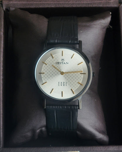 Original TITAN EDGE 1595WAA34 Round White Face 38MM Case Men's Watch H78