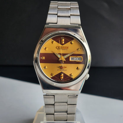 Vintage 1981 Original Citizen Automatic 8200 Golden Face 21 Jewels Day-Date Japanese Men's Wrist Watch EA01