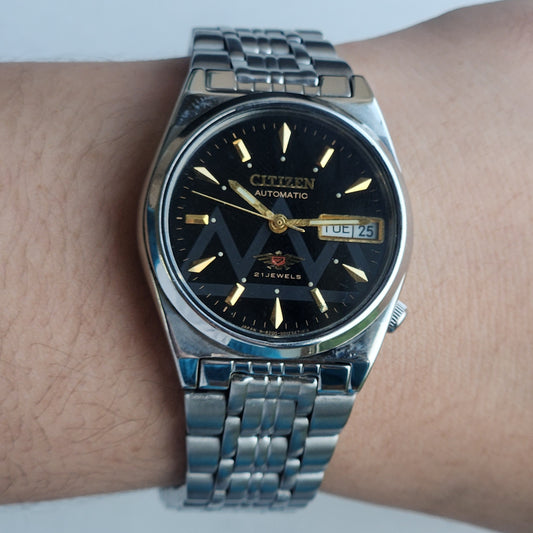 Vintage 1983 Original Citizen Automatic 8200 Black Face 21 Jewels Day-Date Japanese Men's Wrist Watch EA03