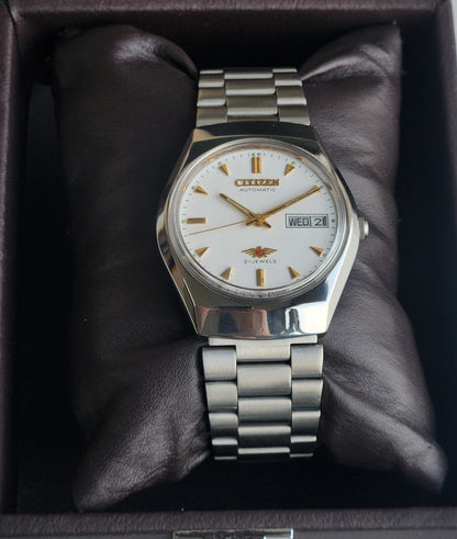 Vintage 1974 Original Citizen Automatic 8200 White Face 21 Jewels Day-Date Japanese Men's Wrist Watch EA06