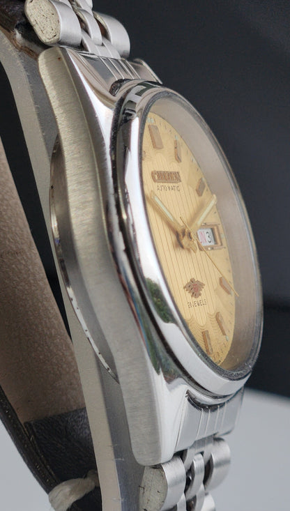 Vintage 1978 Original Citizen Automatic 8200 Golden Face 21 Jewels Day-Date Japanese Men's Wrist Watch EA12