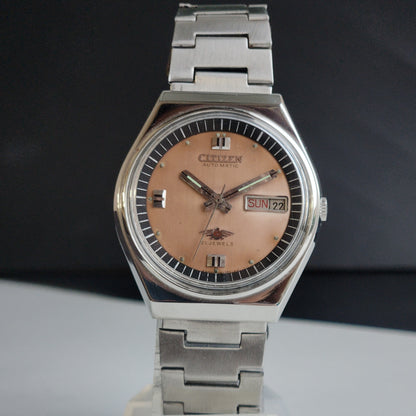 Vintage 1981 Original Citizen Automatic 8200 Brown Face 21 Jewels Day-Date Japanese Men's Wrist Watch EA13