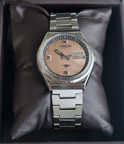 Vintage 1981 Original Citizen Automatic 8200 Brown Face 21 Jewels Day-Date Japanese Men's Wrist Watch EA13