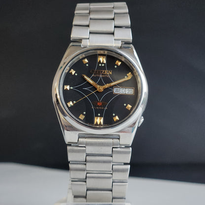 Vintage 1978 Original Citizen Automatic 8200 Black Face 21 Jewels Day-Date Japanese Men's Wrist Watch EA18
