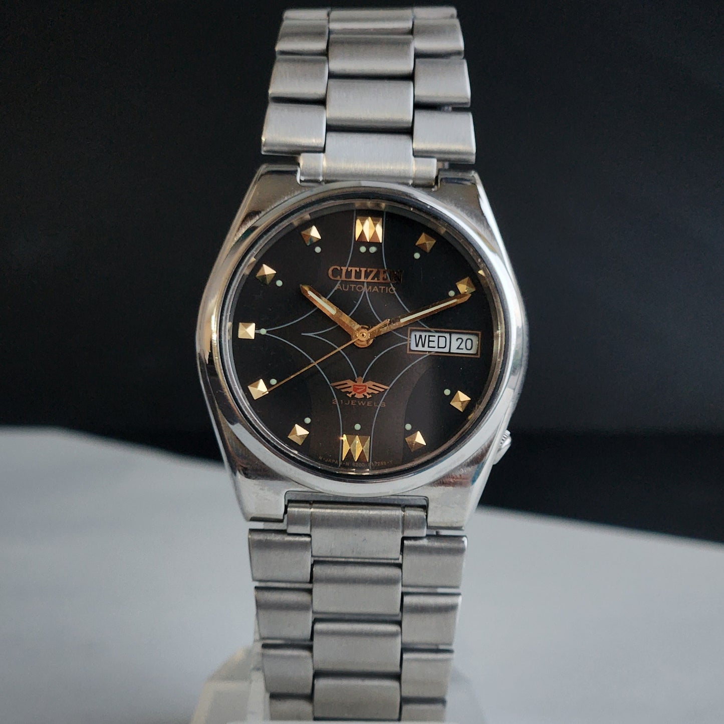 Vintage 1978 Original Citizen Automatic 8200 Black Face 21 Jewels Day-Date Japanese Men's Wrist Watch EA18