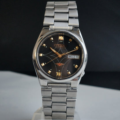Vintage 1978 Original Citizen Automatic 8200 Black Face 21 Jewels Day-Date Japanese Men's Wrist Watch EA18