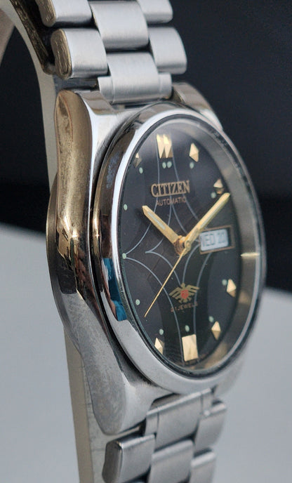 Vintage 1978 Original Citizen Automatic 8200 Black Face 21 Jewels Day-Date Japanese Men's Wrist Watch EA18