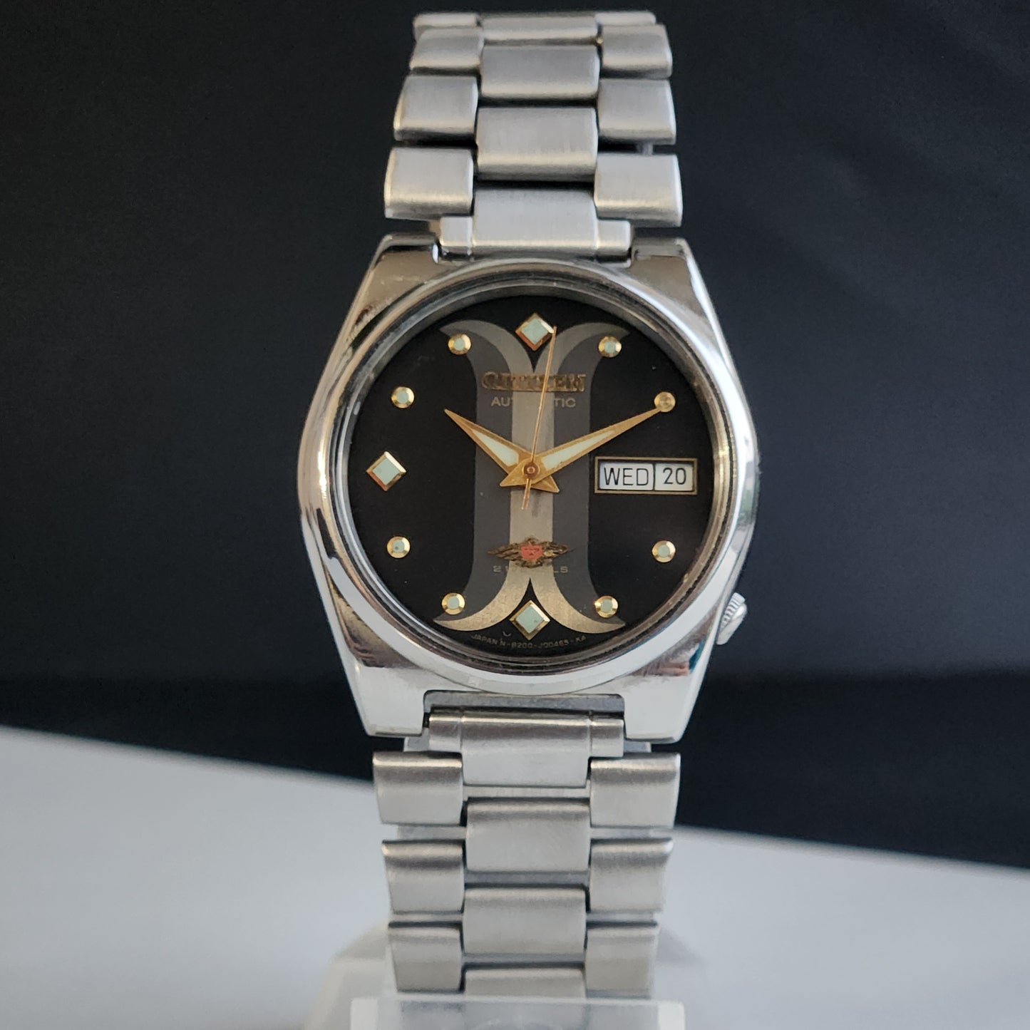 Vintage 1978 Original Citizen Automatic 8200 Black Face 21 Jewels Day-Date Japanese Men's Wrist Watch EA20