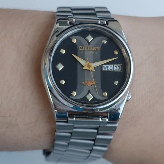 Vintage 1978 Original Citizen Automatic 8200 Black Face 21 Jewels Day-Date Japanese Men's Wrist Watch EA20