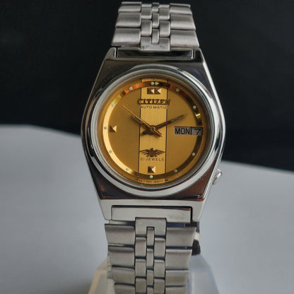 Vintage 1978 Original Citizen Automatic 8200 Golden Face 21 Jewels Day-Date Japanese Men's Wrist Watch EA26