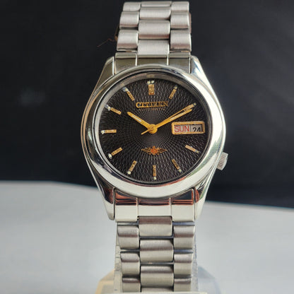 Vintage 1981 Original Citizen Automatic 8200 Black Face 21 Jewels Day-Date Japanese Men's Wrist Watch EA40