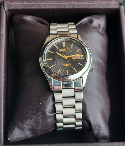 Vintage 1981 Original Citizen Automatic 8200 Black Face 21 Jewels Day-Date Japanese Men's Wrist Watch EA40