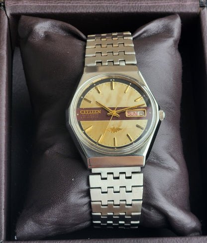 Vintage 1983 Original Citizen Automatic 8200 Golden Face 21 Jewels Day-Date Japanese Men's Wrist Watch EA28