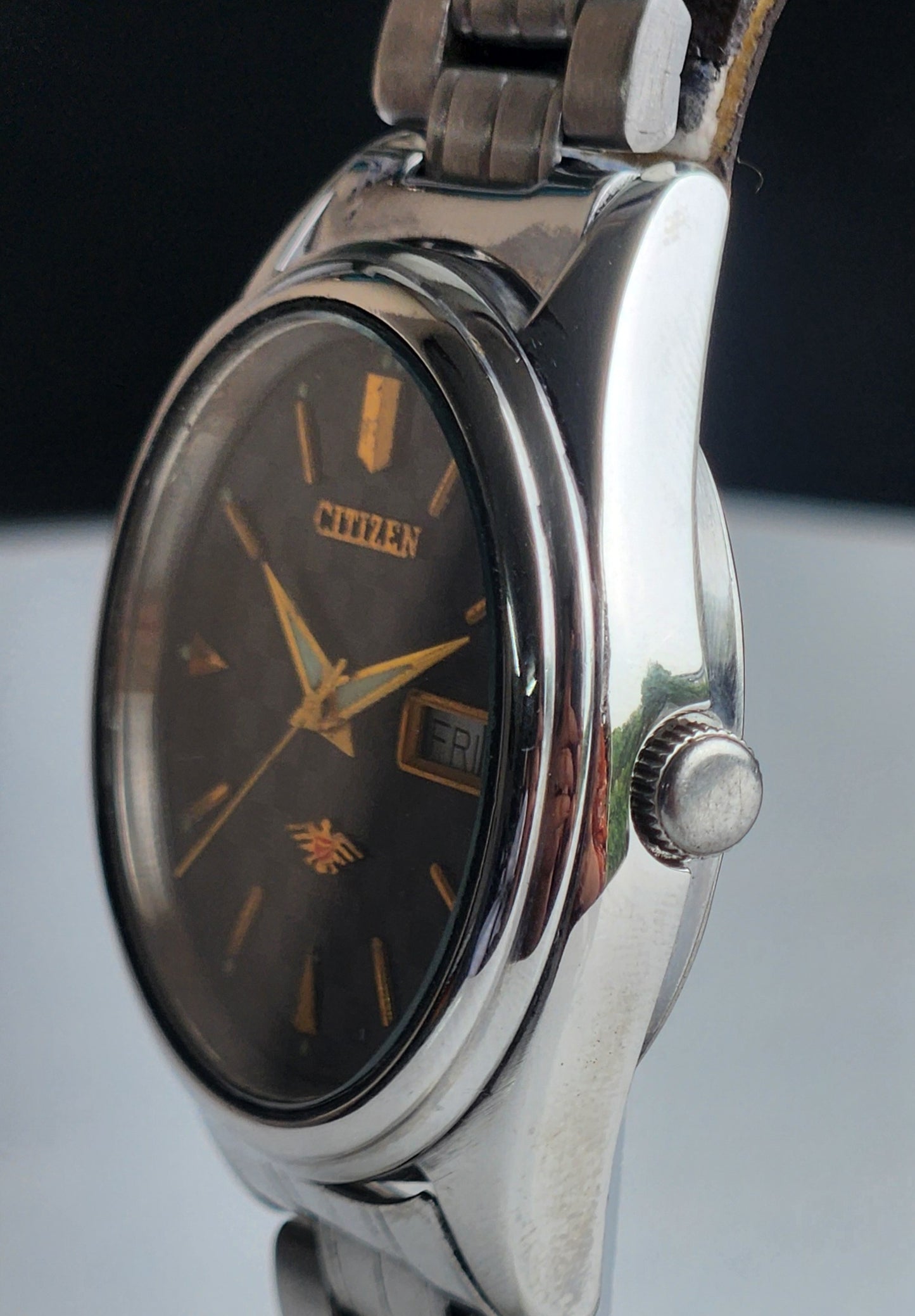Vintage 1978 Original Citizen Automatic 8200 Black Face 21 Jewels Day-Date Japanese Men's Wrist Watch EA31