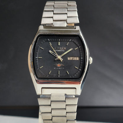 Vintage 1975 Original Citizen Automatic 8200 Black Face 21 Jewels Day-Date Japanese Men's Wrist Watch EA39