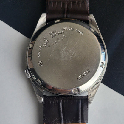 Vintage 1989 Original Seiko 5 Automatic 7S26-0070 White Face 21 Jewels Brown Leather Strap Day-Date Japanese Men's Wrist Watch EG203