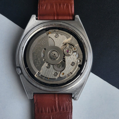Vintage 1997 Original Seiko 5 Automatic 7S26-8760 Grey Face 21 Jewels Tan Leather Strap Day-Date Japanese Men's Wrist Watch EG204