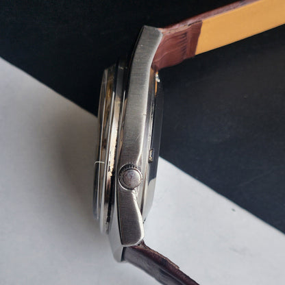Vintage 1980 Original Seiko 5 Automatic 6309-8500 White Face 17 Jewels Croco Tan Leather Strap Day-Date Japanese Men's Wrist Watch EG207