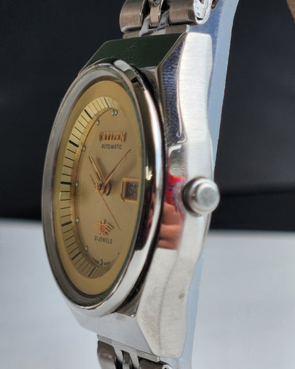 Vintage 1982 Original Citizen Automatic 8200 Yellow Face 21 Jewels Day-Date Japanese Men's Wrist Watch EA41